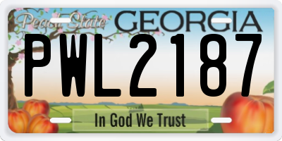 GA license plate PWL2187