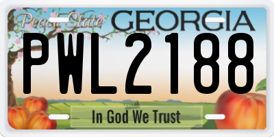 GA license plate PWL2188