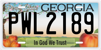 GA license plate PWL2189