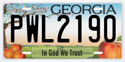 GA license plate PWL2190
