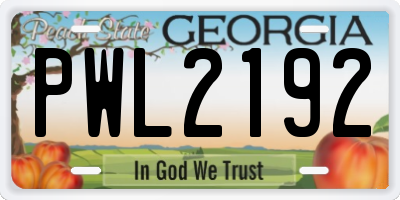 GA license plate PWL2192