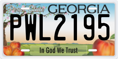 GA license plate PWL2195