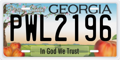 GA license plate PWL2196