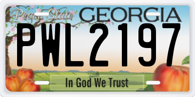 GA license plate PWL2197