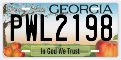 GA license plate PWL2198