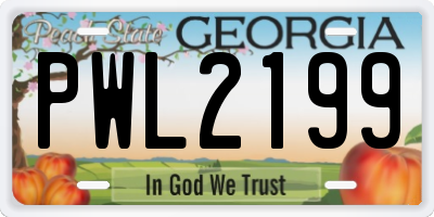 GA license plate PWL2199
