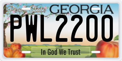 GA license plate PWL2200
