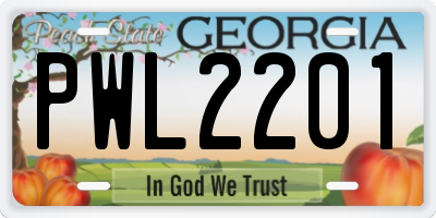 GA license plate PWL2201