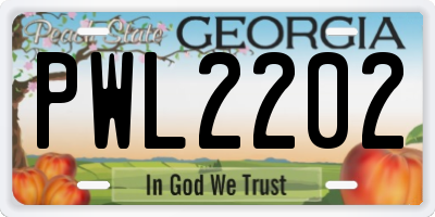 GA license plate PWL2202