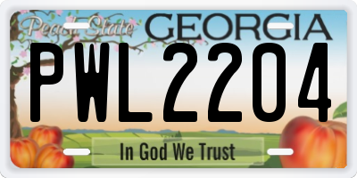 GA license plate PWL2204