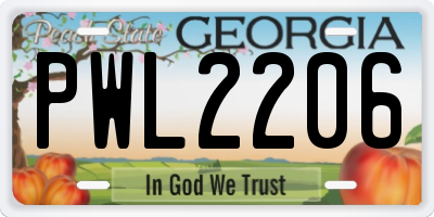 GA license plate PWL2206