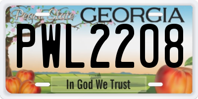 GA license plate PWL2208