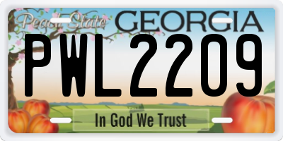 GA license plate PWL2209