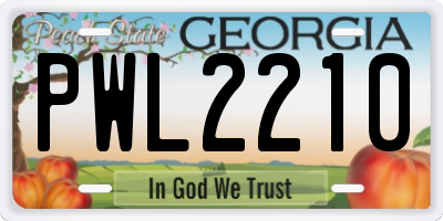 GA license plate PWL2210