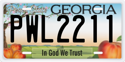 GA license plate PWL2211
