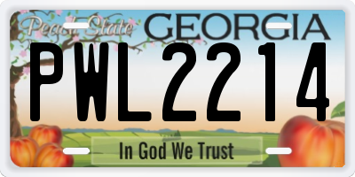 GA license plate PWL2214