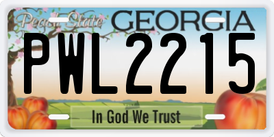 GA license plate PWL2215