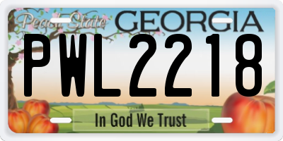GA license plate PWL2218