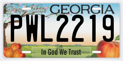 GA license plate PWL2219