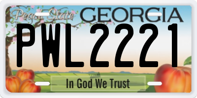 GA license plate PWL2221