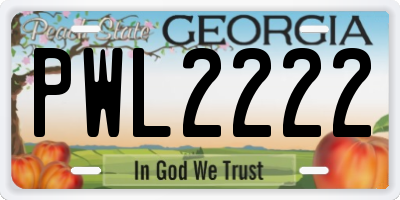 GA license plate PWL2222