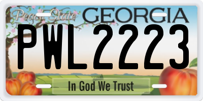 GA license plate PWL2223