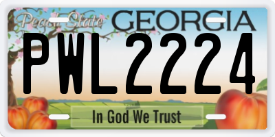 GA license plate PWL2224