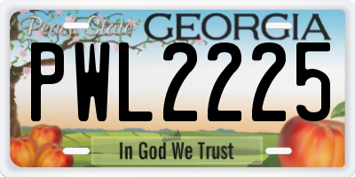 GA license plate PWL2225