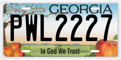 GA license plate PWL2227