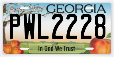 GA license plate PWL2228