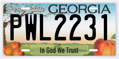 GA license plate PWL2231