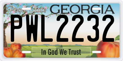 GA license plate PWL2232