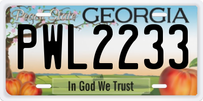 GA license plate PWL2233