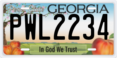 GA license plate PWL2234