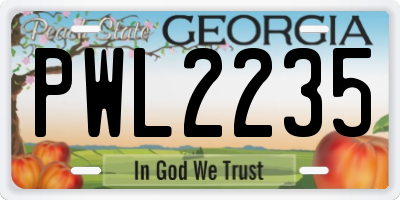 GA license plate PWL2235