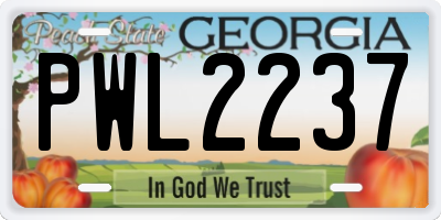 GA license plate PWL2237