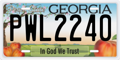 GA license plate PWL2240