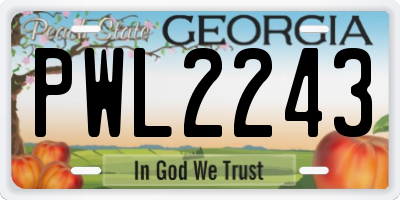GA license plate PWL2243