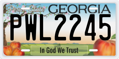 GA license plate PWL2245