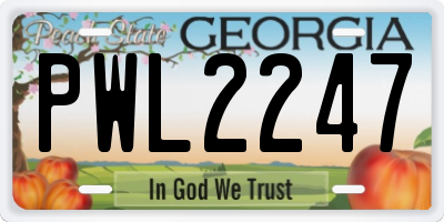 GA license plate PWL2247