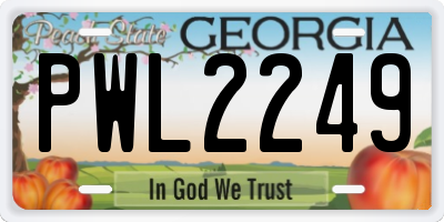 GA license plate PWL2249