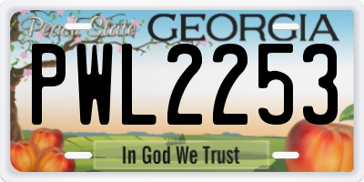 GA license plate PWL2253