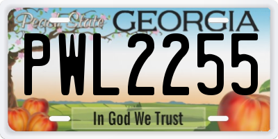 GA license plate PWL2255