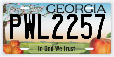 GA license plate PWL2257