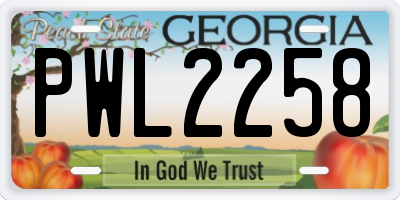 GA license plate PWL2258