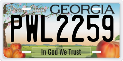 GA license plate PWL2259