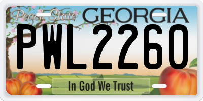 GA license plate PWL2260