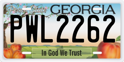 GA license plate PWL2262