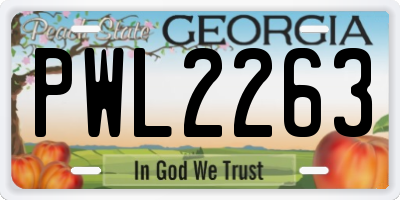 GA license plate PWL2263
