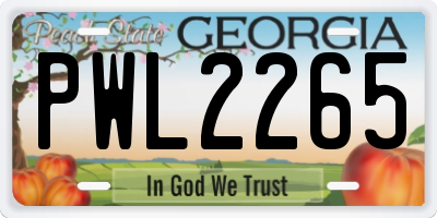 GA license plate PWL2265